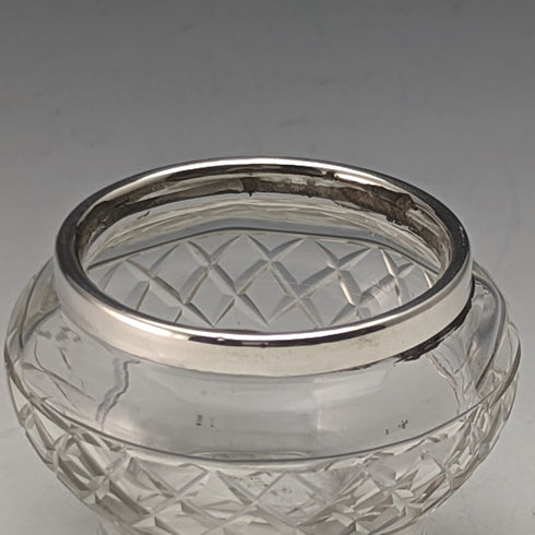 1923年 英国アンティーク カットガラス ソルトセラー 純銀装飾 61g